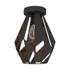 Eglo Deckenleuchte Carlton 1 Stahl Schwarz Bernstein | IP20 - Geeignet für 1x E27 